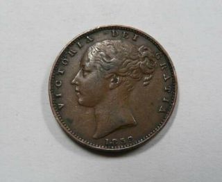 Great Britain Early Queen Victoria Farthing 1852 Rare