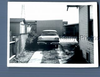 Found B&w Photo F,  3881 View Of Old Car Parked In Driveway