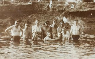 Vintage Photo Group Guys Men Shirtless Beach Gay Int