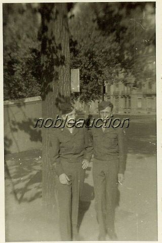 1945 Two Us Soldiers Wwii In Luxemburg Posing Together Photo B&w Snapshot