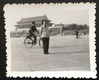 Tiananmen Bicycle Chinese Woman China Photo