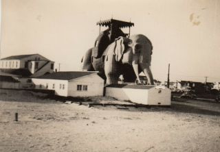 Vintage Photo Of Lucy The Elephant,  Margate N.  J.  March 1941