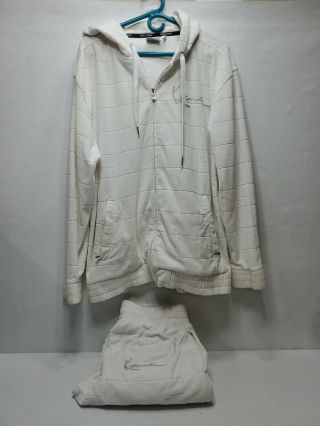 Karl Kani Vintage Velour Velvet Track Suit Off White RARE IN 2