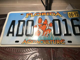 Rare Clownfish Aquaculture Florida License Plate - Ad0016 Collectors