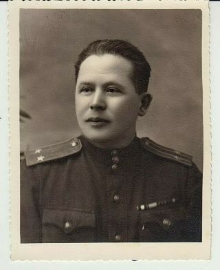 1946 Soviet Army Officer Wwii Awards Man Military Uniform Russian Vintage Photo