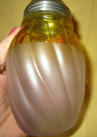 Antique Victorian Glass Sugar Shaker Muffineer Frosted Amber Swirl Rare Pattern