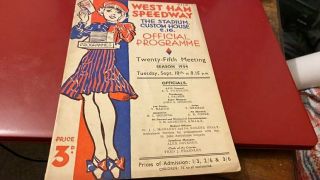 West Ham Hammers V Walthamstow - - - Speedway Programme - - - 18th September 1934 - - - Rare