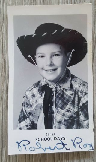 Vintage Photo Cute Boy Cowboy Hat Outfit School Photo 1950 