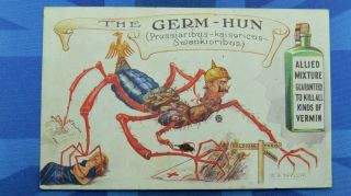 Ww1 Military Comic Postcard 1915 Anti Kaiser The Germ Hun Allied Vermin Killer