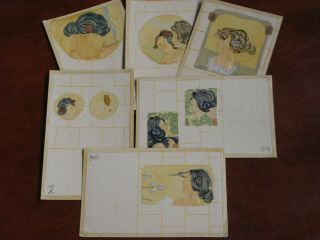 Set Of Six Raphael Kirchner Art Nouveau Glamour Embossed Postcards.