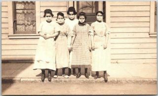 1910s Rppc Real Photo Postcard Young Women In Face Masks Nurses Hospital Workers