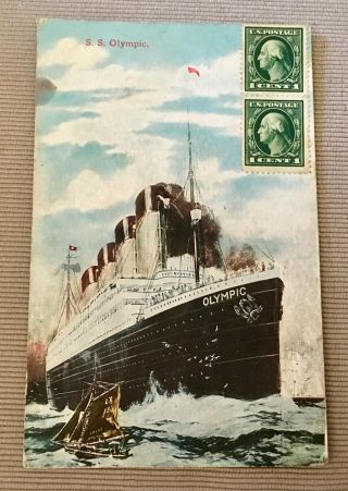 Olympic Color Postmarked Stamped White Star Line Titanic Britannic Sister Ship