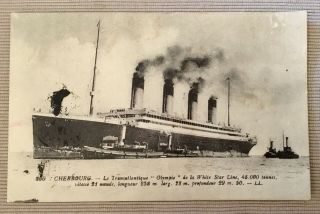 Olympic Postmark Cherbourg White Star Line Titanic Britannic Sister Ship Liner