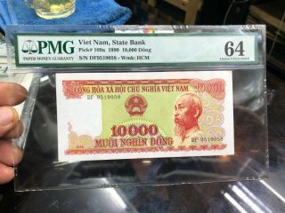 Money Viet Nam South/p - 109 10,  000 Dong 1990/ Rare 1pcs Pmg 64/number 9058
