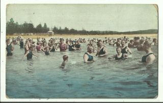 Australia Postcard - People Bathing,  Ocean Beach,  Manly,  Sydney,  Nsw - 1908