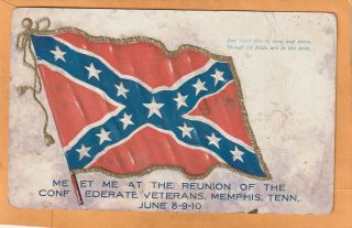 Memphis Tenn Reunion Confederate Veterans 1910 Postcard Mailed