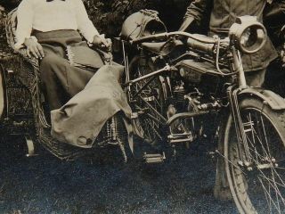 1904 - 1920 ' s Reading Standard motorcycle with sidecar rppc real photo postcard 2