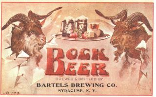 1910 Postcard Bock Beer Brewed And Bottled By Bartels Brewing Co,  Syracuse,  Ny