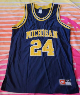 Authentic Rare Nike Michigan Wolverines Jimmy King Fab 5 Sewn Jersey Ncaa 44 L