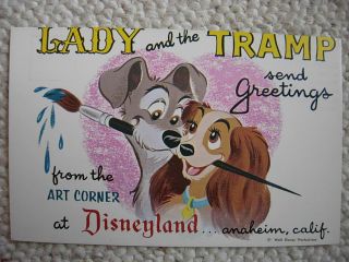 Disneyland - Anaheim Ca - Art Corner - Lady - Tramp - Amusement Park - Walt Disney - Cal - Calif