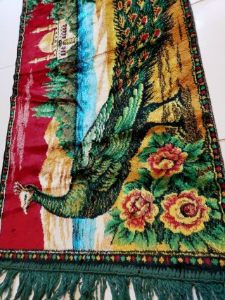 Rare Peacock Vintage Tapestry Wall Hanging/Rug 38.  5 