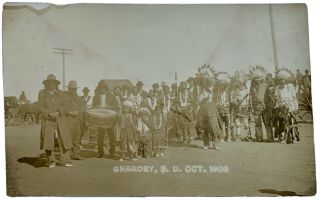 Gregory Sd South Dakota Sioux Indian Rppc Photo Postcard Native American 1908