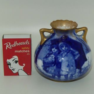 Rare Miniature Royal Doulton Blue Childrens Series Vase 7cm Tall | Minor Fault