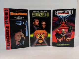 Halloween Trilogy Blockbuster Vhs Boxset 1 2 3 Rare John Carpenter I Ii Iii