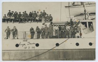 1919 Rp Military Aif Postcard Ww1 Troops Returning Australia Cape Town Ship L316