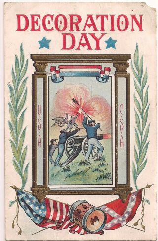 Postcard Pa Civil War Decoration Day Usa & Csa,  Blair County Pennsylvania 1915