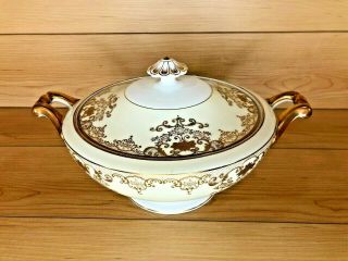 Rare Vintage Meito F&b Japan Goldwyn Hand Painted Soup Bowl Gold Trim