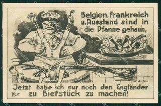 Wwi Ww1 German Propaganda Patriotic Humor Anti Russian British Postcard Xf3519