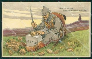 Wwi Ww1 German Propaganda Patriotic War Humor Anti French Postcard Xf3585