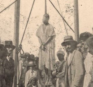 Antique Tunisian Postcard: Man put to death by hanging - love sentiments on back 2