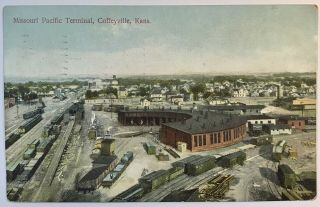 Coffeyville Kansas Ks Missouri Pacific Terminal Postcard 1910 Posted Railroad Rr