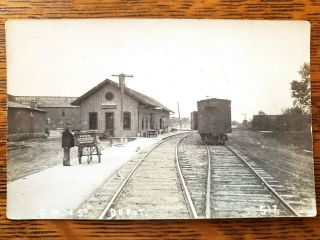 Cm& S Railroad Depot In Necedah,  Wi Juneau,  Cty.  Rppc Early 1900 