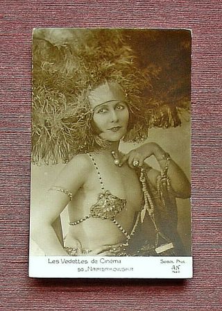 Art Deco Stacia Napierkowska Silent Movie Actress Dancer Feathered Headress Rppc