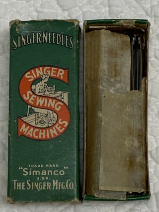 Rare Antique Singer 26 Simanco Industrial 7 X 1 Sewing Machine Needles W/ Box