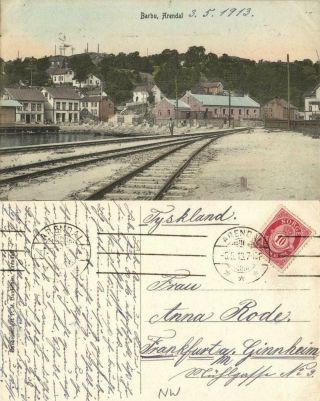 Norway Norge,  Barbu,  Arendal,  Railway Station,  T.  Knudsen (1913) Postcard