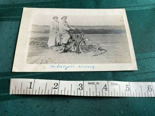 Real Photo Postcard Motorcycle Man And Woman Harley Indian Early 1900 