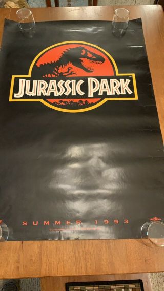 Jurassic Park Movie Poster 27x40 Red Advance Version B 1992 Rare