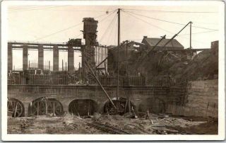 1910s Holter Dam,  Montana Rppc Real Photo Postcard Construction Scene / Train