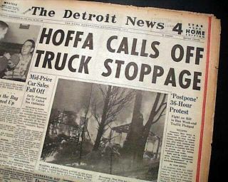 Jimmy Hoffa Teamsters Labor Union Leader Truck Strike ? 1956 Detroit Newspaper