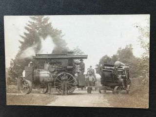 Rppc - Steam Engine - Tractor - Early Farm Machinery - Combine Harvester - Real Photo - Rp