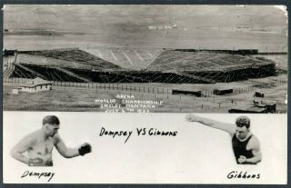 1923 Dempsey V.  Gibbons Heavyweight Championship Fight Shelby,  Mt Rppc Postcard