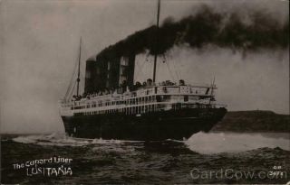 Steamer Rppc The Cunard Liner Lusitania Davidson Bros.  Real Photo Post Card