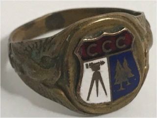 Rare Vintage Ccc Civilian Conservation Corps Ring No Markings Brass/bronze Vg - Ex