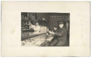 Tavern Cigar Shop Lunchroom Cafe Soda Fountain Interior Rppc Real Photo C.  1909