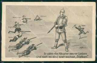 Wwi Ww1 German Propaganda Patriotic Humor Anti Russian Serbia Postcard Xf3516