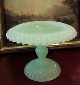 Vintage Antique Rare French Royal Old Light Green Opaline Bowl Wow.  Aa